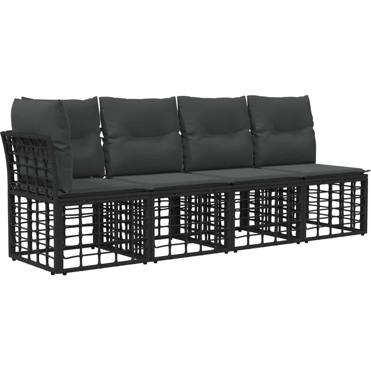 vidaXL Gartensofa-set 6 Stk. Schwarz Poly-Rattan 3437471 – Bild 4