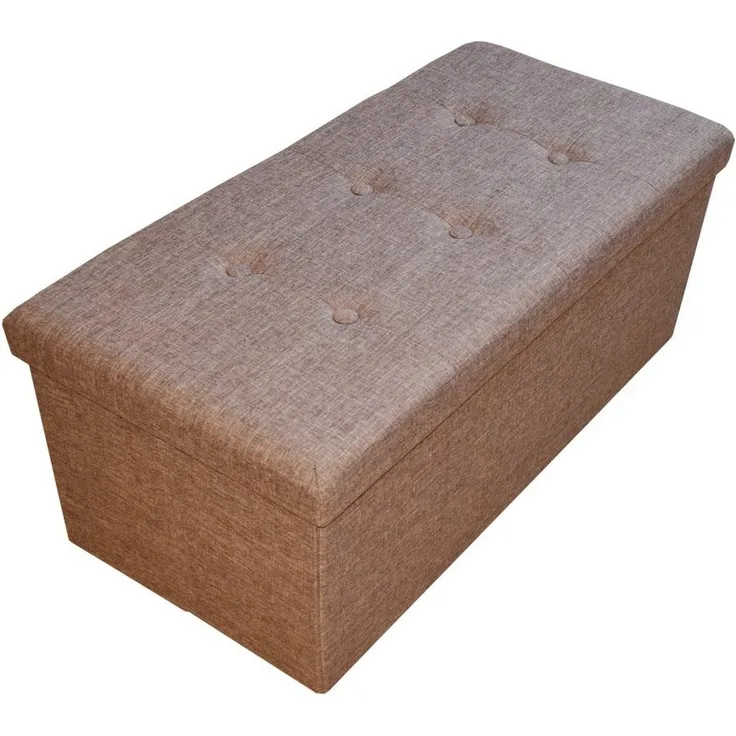 Natsen Sitzhocker mit Stauraum faltbare Sitzwürfel (Sitztruhe aus Leinen, 76 x 38 x 38 cm Braun), gepolstert Sitzbank Fußhocker, für Wohnzimmer Schlafzimmer