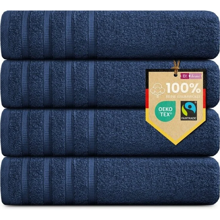 4er Set Duschtücher Plain dunkelblau 70x140 - Größe: 70x140, Farbe: Dunkelblau – Bild 4