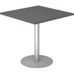 bümö Besprechungstisch, Esstisch klein, Tisch eckig 80x80 cm - kleiner Esstisch graphit, Rundtisch Esstisch 2 Personen mit Holz-Platte, Säule aus Metall in silber, Konferenztisch, Bistrotisch, STF88-G-S