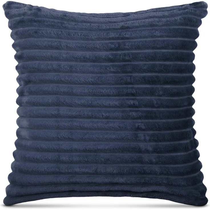 Kissenhülle Cord Optik - Kuschelig weicher Bezug mit Reißverschluss - Kissen - Öko Tex - Nackenkissen Sofakissen, Dekokissen Mitternachtsblau 40x40cm - Dekokissen