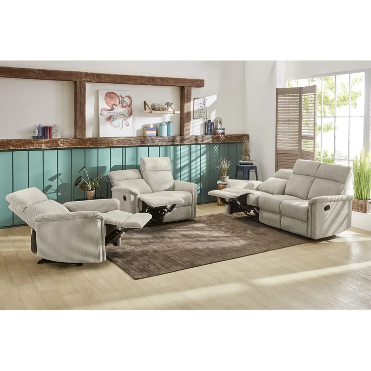 Relax-Fernsehsessel Federkern TV Liegefunktion verstellbar Bezug in Cord Beige – Bild 6