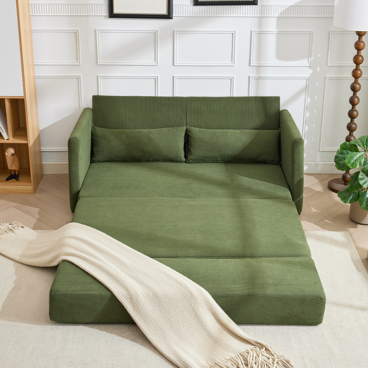 ZUBALIYA Schlafsofa 92x82 cm, mit Stauraum, mit Samtbezug, mit Cordbezug, mit breiten Armlehnen, mit Schaumstoffpolsterung, Grün – Bild 9