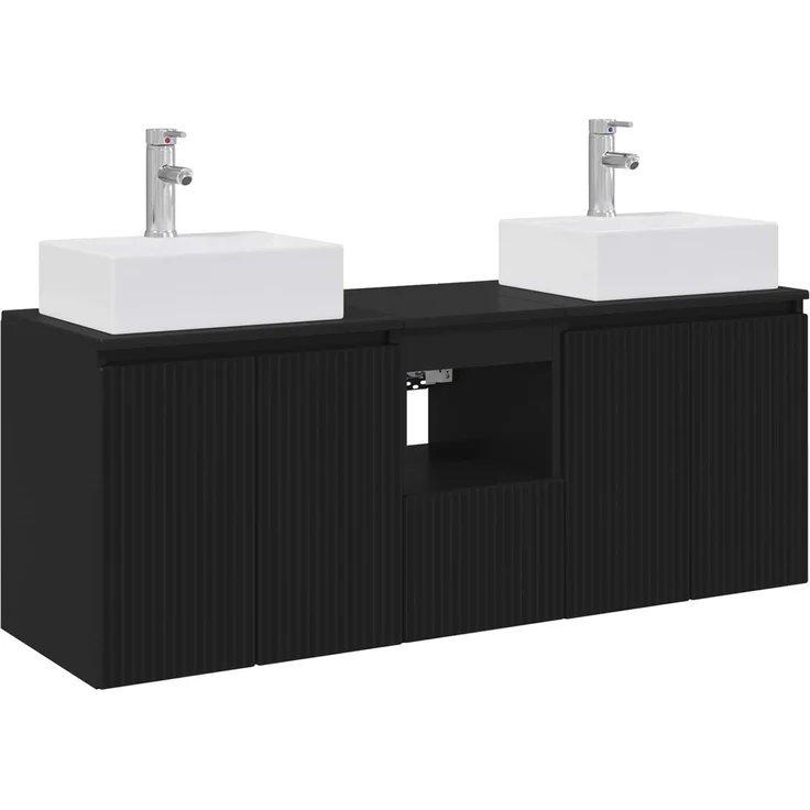 vidaXL Badezimmerschrank-Set 3 stk. Schwarz 129 x 41 x 79,5 cm 3405648 – Bild 2
