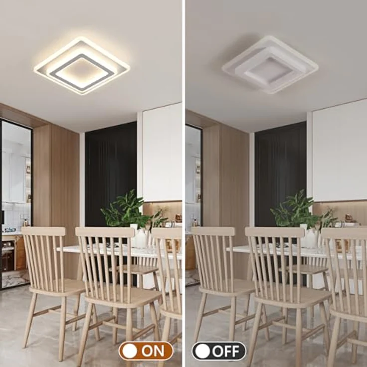 Goeco Quadratisch Deckenleuchte LED 44W LED Deckenlampe Wohnzimmer Moderne aus Metal 4500K Neutrales Licht LED Lampen Deckenbeleuchtung Acryl für Flur, Küche, Schlafzimmer, Weiß 29x29 cm – Bild 6