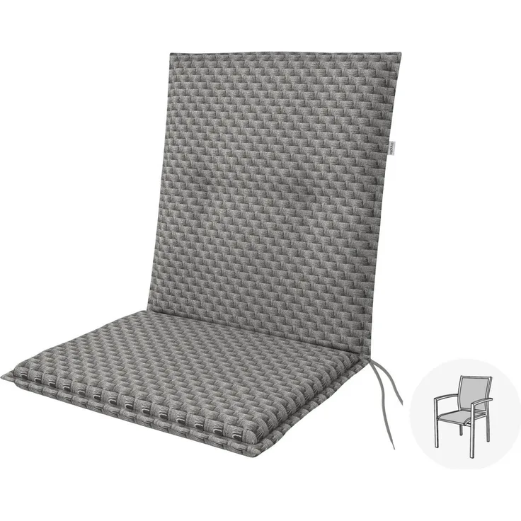 Doppler Sitzauflage "Living" Low, grau rattan, für Niederlehner (100 x 48 x 6 cm)