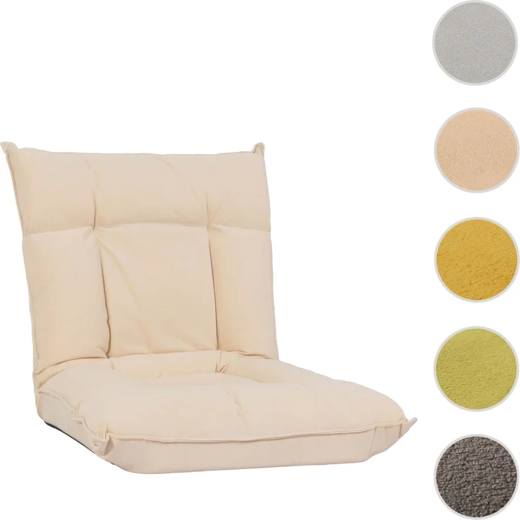 Bodensessel HWC-N44, Relaxsessel Bodenkissen Bodensofa Klappsessel 6 Relaxpositionen, stabiles Gestell Samt ~ beige – Bild 10