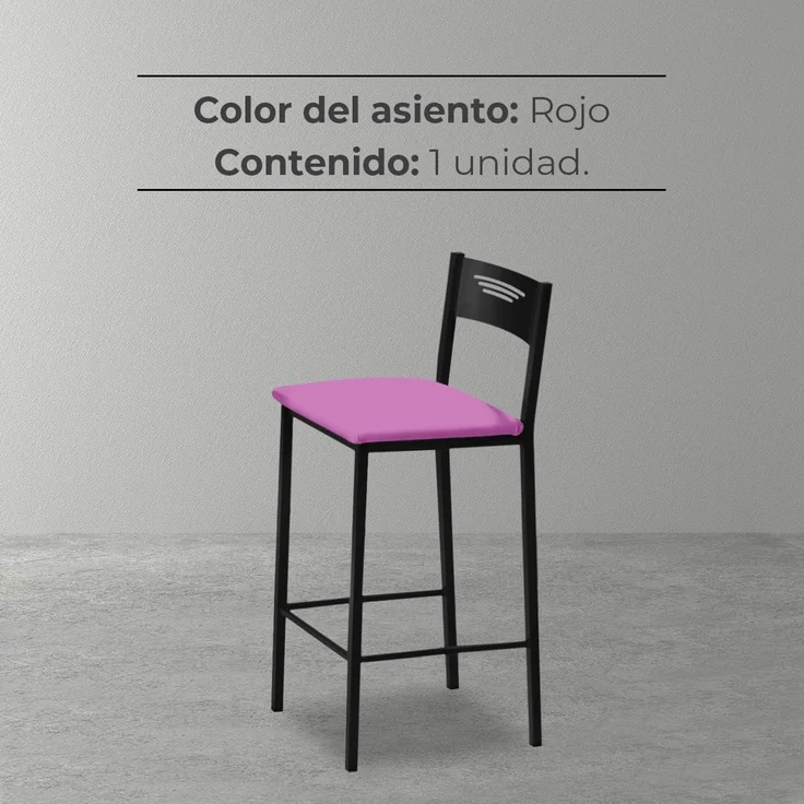 ASTIMESA - Hohe Küchenhocker mit Rückenlehne - Gestell schwarz und Sitzfläche aus Kunstleder - Farbe des Sitzes: Rosa. Lieferumfang: 1 Stück - Maße: 90 cm (Gesamthöhe) – Bild 6