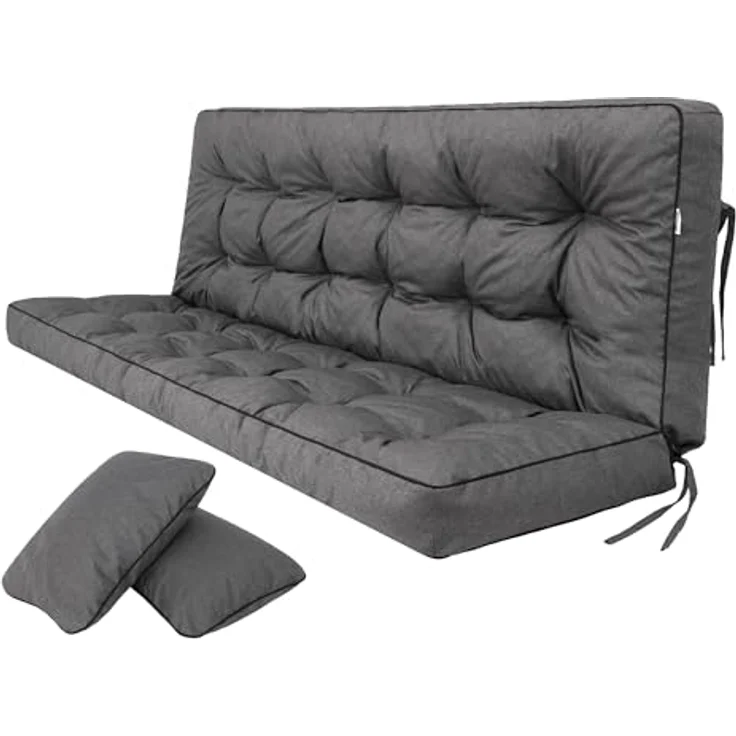 Bjird Bankauflage Pola 100 cm 120 cm 150 cm 180 cm, für Gartenbank und Hollywoodschaukel - inkl. 2 Stück Seitenkissen – Bild 2