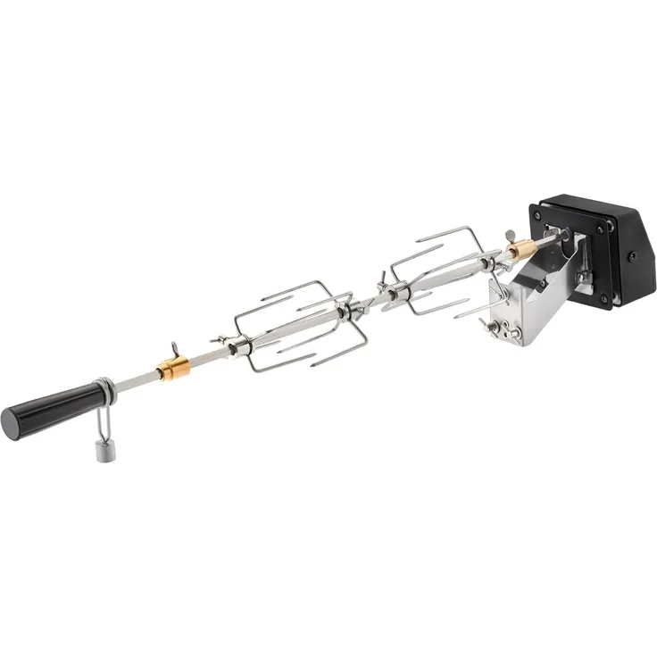 RÖSLE Premium-Drehspieß, Hochwertiger Grillspieß für RÖSLE BBQ-Stationen für VIDERO G2/G3, MAGNUM G3 und Kugelgrill No. 1 F60 mit Gourmetring, Traglast 10 kg, Edelstahl 18/10