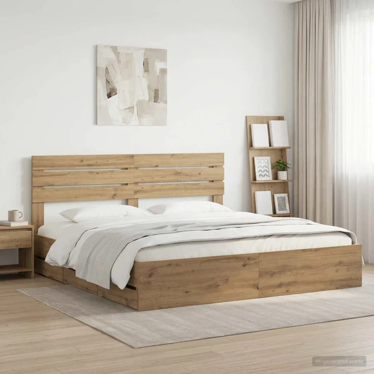 vidaXL Bed Frame with Storage and Headboard Artisan Oak 180 x 200 cm 3445825 – Bild 1
