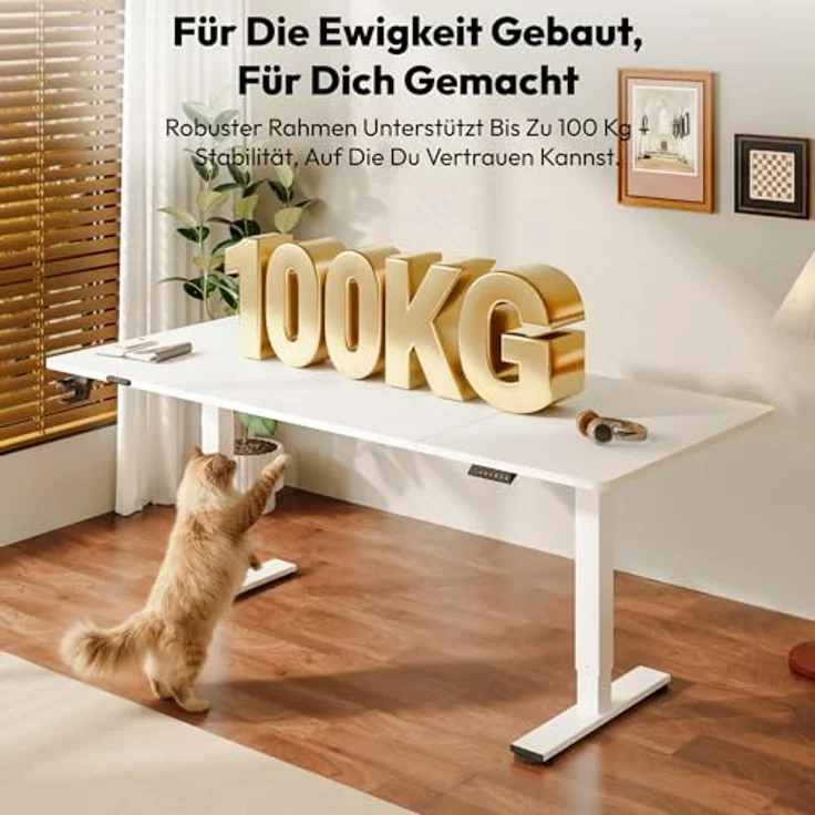 SANODESK Elektrisch Höhenverstellbarer Schreibtisch 180x80 cm – Ergonomischer Steh-Sitz Tisch mit Memory-Funktion für Homeoffice und Heimbüro,weiß, Computertisch, Standing Desk – Bild 4