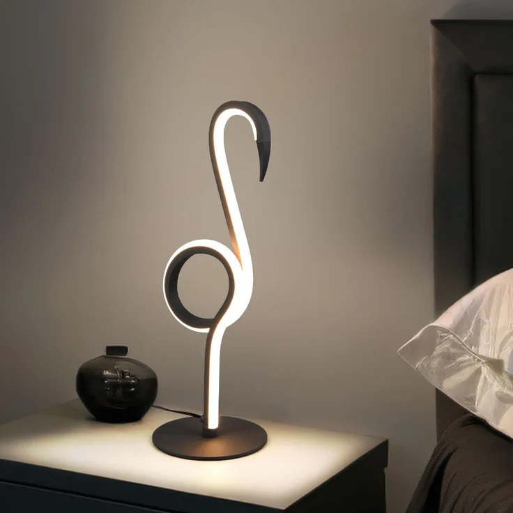 LED Tischleuchte, schwarz, Flamingo Design, H 35 cm – Bild 2