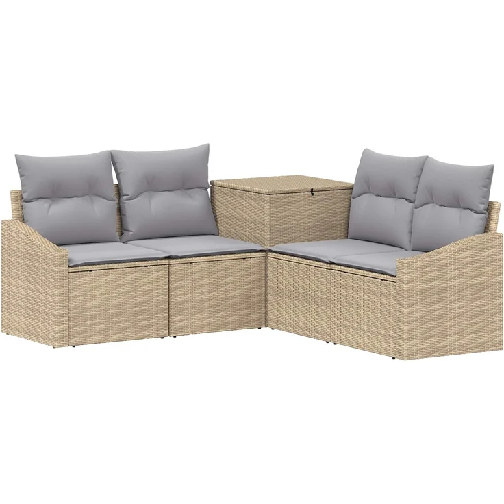 vidaXL Sofa Set 5 stk. Beige und Hellgrau Polyrattan und Stahl 3447825 – Bild 2