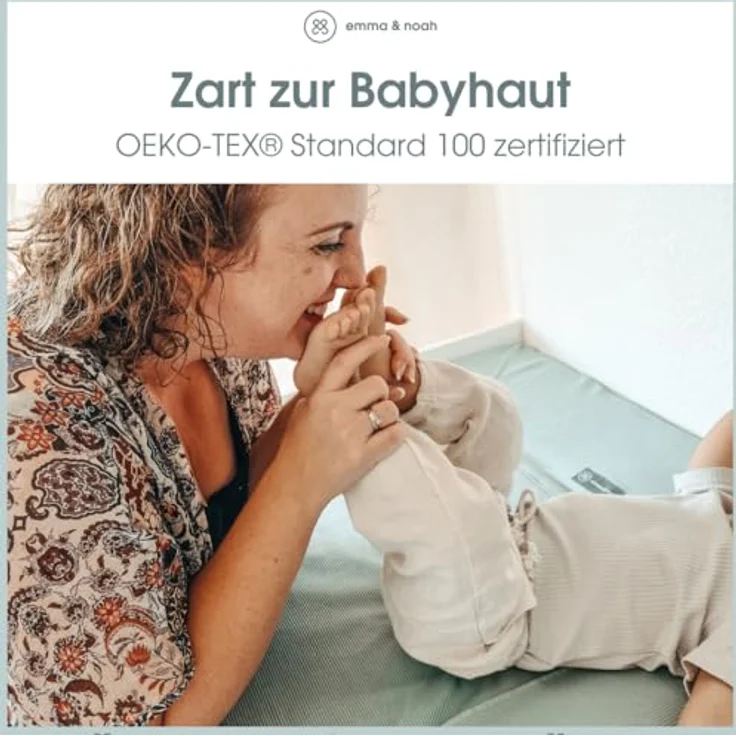 emma & noah Wickelauflagenbezug, 65x50 cm, Baby Wickelauflage für Wickeltisch, Bezug für Wickelunterlagen, 100% Bio-Baumwolle, Hygienisch und Atmungsaktiv (Essential Mint) – Bild 6