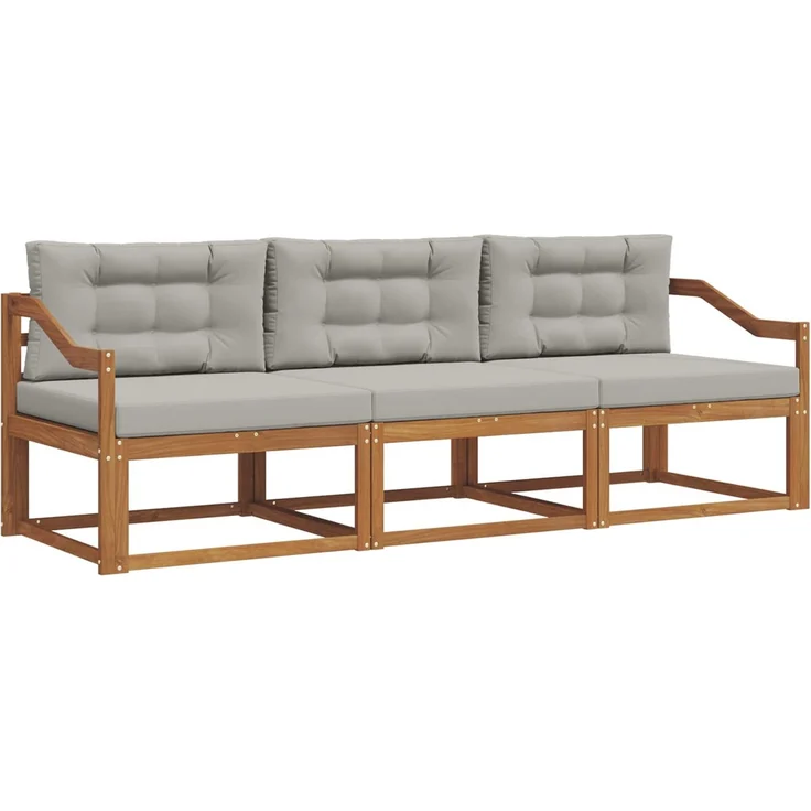 vidaXL Outdoor-Sofagarnitur 3 stk. 3-Sitzer Natur und Hellgrau 3367139 – Bild 2