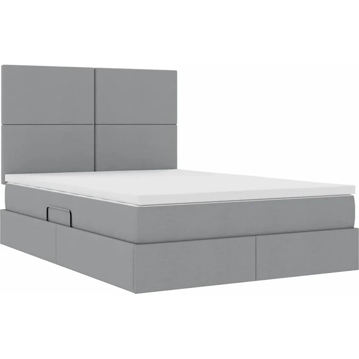 vidaXL LED-Speicherbett mit Matratze Hellgrau 140 x 200 cm Stoff 3372357 – Bild 6