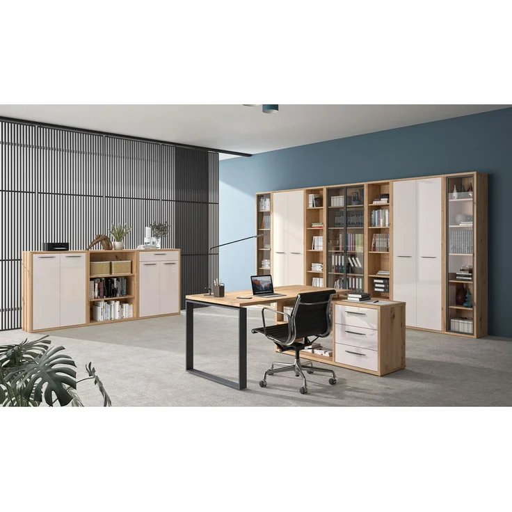 Regal Design-Office / Disegno, Holzwerkstoff, Holzfarben, 81 x 217 x 35 cm – Bild 2