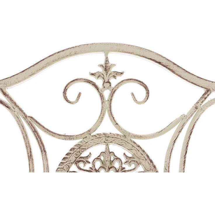 Outdoor Sitzgruppe RIZAR - Metall Antik-creme 42x49x91.5 cm | Gartenmöbelset 2 Personen Metall Vintage Balkonmöbel Set Bistrotisch Terrassenmöbelset – Bild 3
