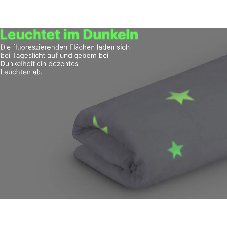 Kuscheldecke - leuchtende Flanell Decke 150x200cm (Grau) Flauschige Leuchtdecke Wohndecke für Mädchen Jungen Kinderimmer, Tagesdecke Oeko-TEX – Bild 4