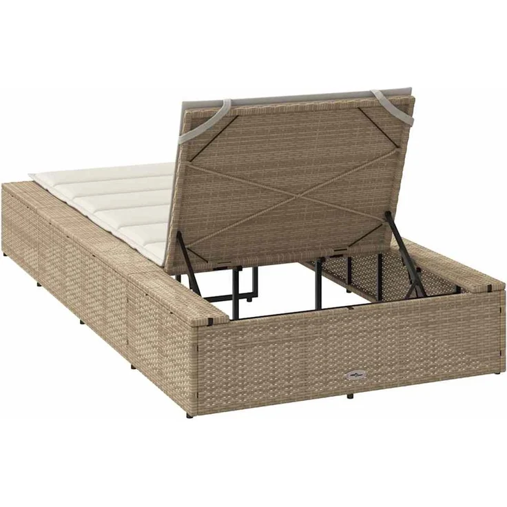 vidaXL Sonnenliege mit schwebender Auflage Beige Poly Rattan 4104206 – Bild 7