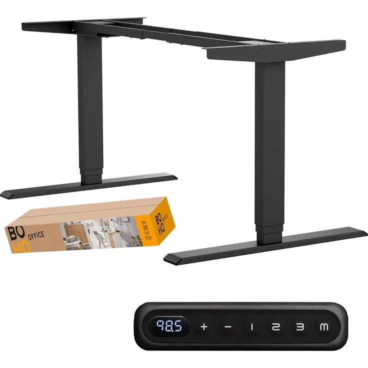 boho office® Homedesk - elektrisch stufenlos höhenverstellbares Tischgestell mit Memoryfunktion (Schwarz (RAL9005))