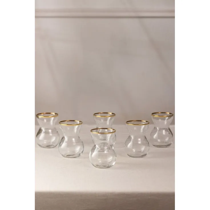 Hermia Concept 'Astoria' Teegläser-Set (6-teilig), Gold, 6,4 x 6,4 x 8,4 cm, 140 ml