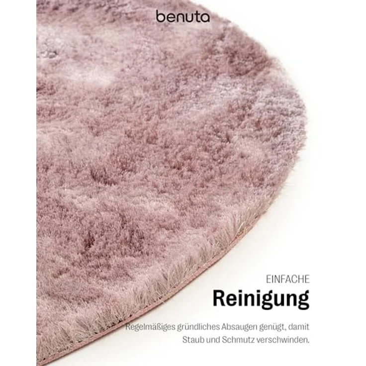 benuta Teppich Whisper, rund, Höhe: 31 mm, Hochflorteppich Wohnzimmer, Schlafzimmer, Esszimmer, Flur, Weich – Bild 6