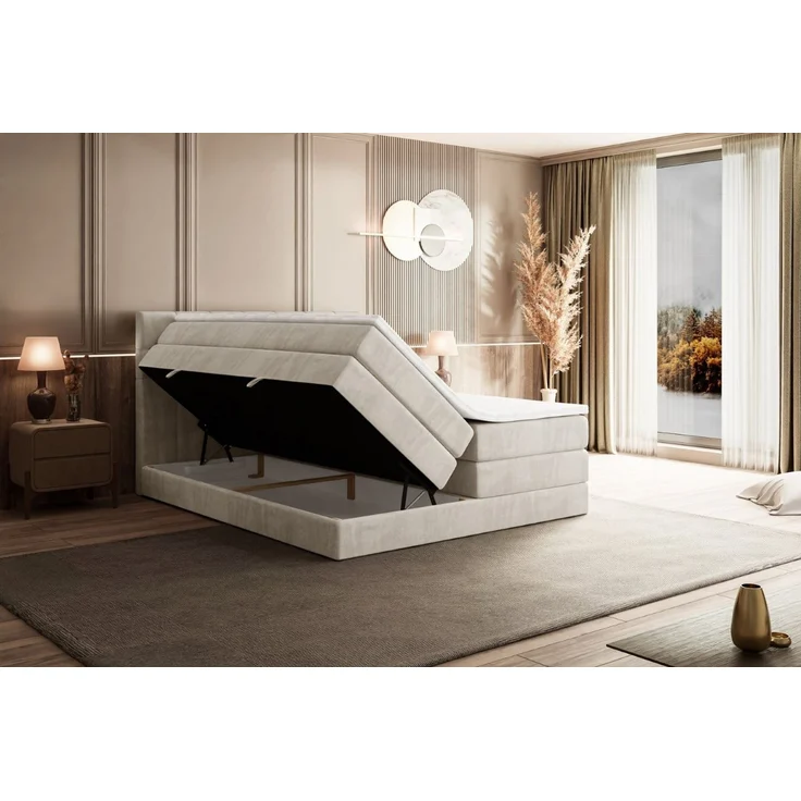 ALTDECOR Boxspringbett BERO KING (mit Matratze und Lattenrost Topper Polsterbett mit Bettkasten Boxbett), H4 Multipocket, H3 Bonellfederung, Doppelbett Springboxbett – Bild 4