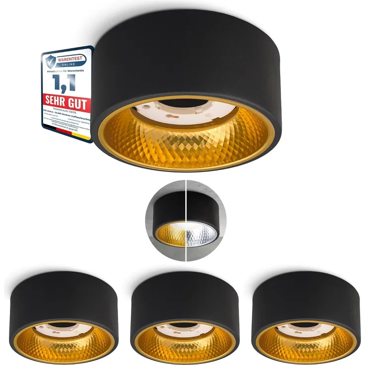 SSC-LUXon Aufbauleuchte OLINO Deckenlampe Spot Aufbauleuchte schwarz warmweiß GX53 Fassung