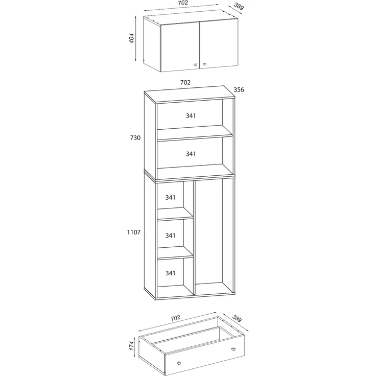 VCM Mehrzweckschränke Lona 917823 Grau H. 240 x B. 70 x T. 39 cm – Bild 3