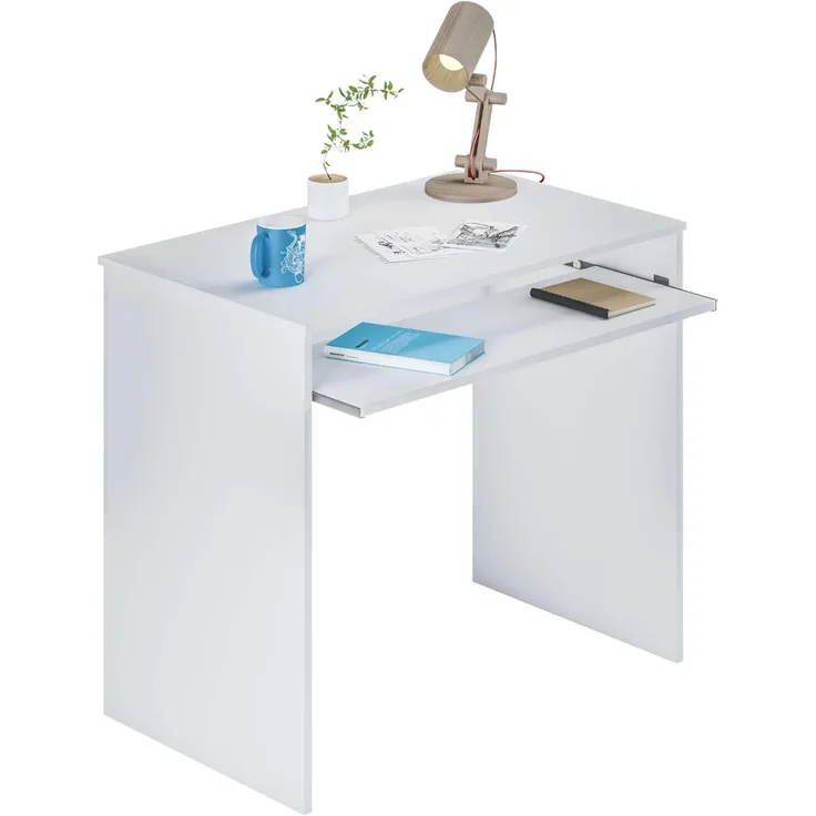 Habitdesign I-Joy, Computertisch mit ausziehbarem Tablett, Jugendtisch, in Arktisweiß, Maße: 90 cm (B) x 54 cm (T) x 79 cm (H)