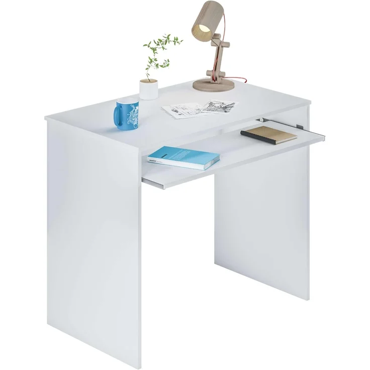 Habitdesign I-Joy, Computertisch mit ausziehbarem Tablett, Jugendtisch, in Arktisweiß, Maße: 90 cm (B) x 54 cm (T) x 79 cm (H)