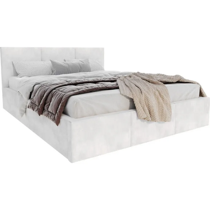 FDM Polsterbett AMBER modern mit Bettkasten, hochwertiger Paris Bezug, 90x200 bis 180x200 cm, gepolstertes Kopfteil, hebbarer Metallrahmen