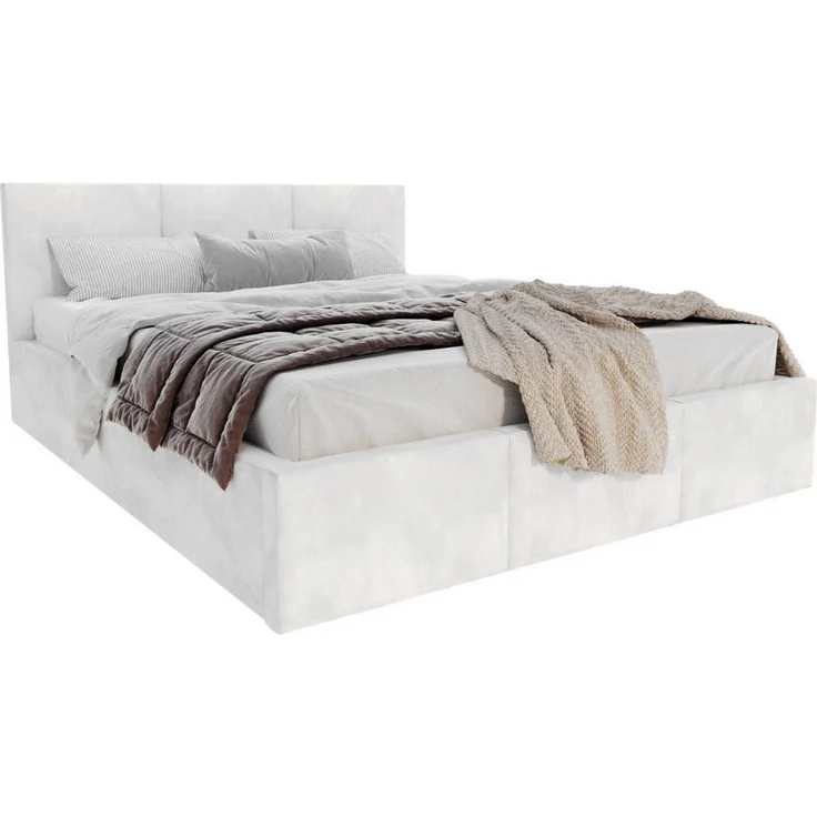 FDM Polsterbett AMBER modern mit Bettkasten, hochwertiger Paris Bezug, 90x200 bis 180x200 cm, gepolstertes Kopfteil, hebbarer Metallrahmen