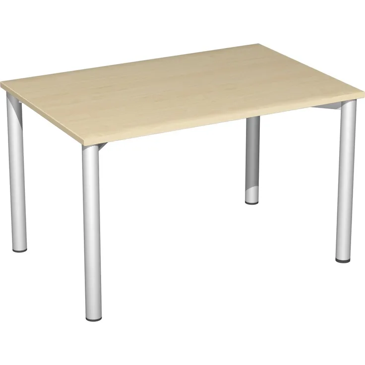 Konferenztisch Rundfuß, 120x80cm, Ahorn Silber