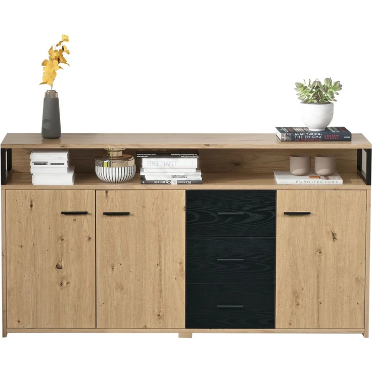 ZUBALIYA Küchenschrank 150x35x75,9 cm, aus Spanplatte, Schwarzbraun – Bild 9