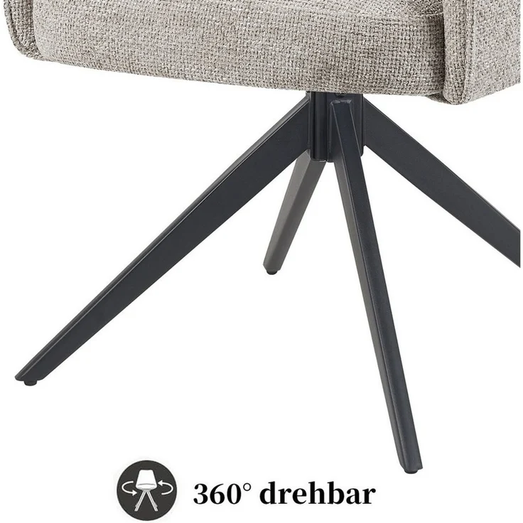 DUBI Möbel Polsterstuhl Esszimmerstuhl THOMAS-ZARA drehbar mit Armlehnen, Bequeme Federkernpolsterung, wahlweise Holz- oder Metallgestell – Bild 4