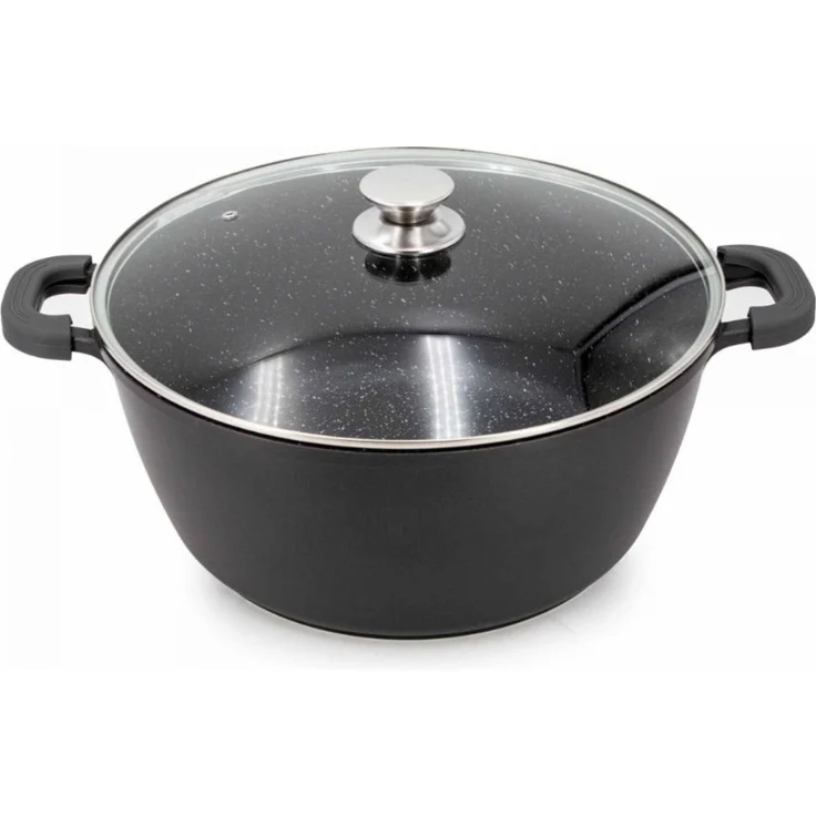 XXL Kochtopf mit Deckel ø44 cm mit Marmorbeschichtung ca. 23 L - Schwarz – Bild 2
