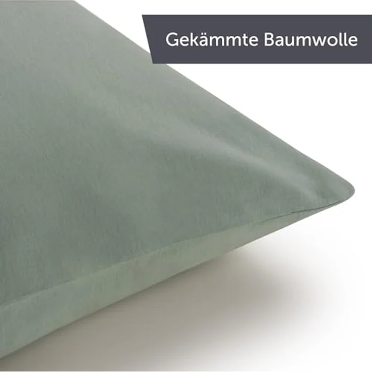 Blumtal Kissenbezug 80x80 cm (2er Set Kissenbezüge) - Hellgrün - 100% Baumwoll-Jersey, Oeko-Tex Zertifiziert, Kopfkissenbezug 80x80 - Jersey Kissenhülle für Kissen 80x80 cm mit Reißverschluss – Bild 8