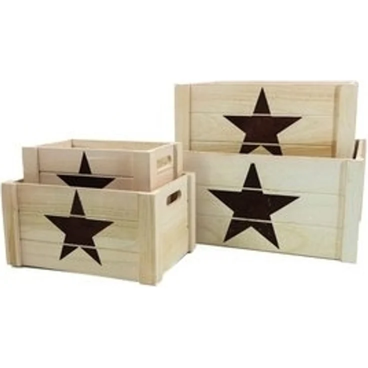 HTI-Living Aufbewahrungsbox Holzkisten-Set 4 Größen (4 St, 4 Holzkisten) – Bild 4
