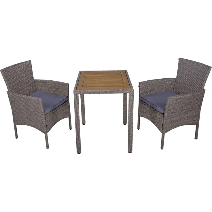 Balkonset Gartentisch Set DAKOTA 3-teilig braun inkl. Kissen