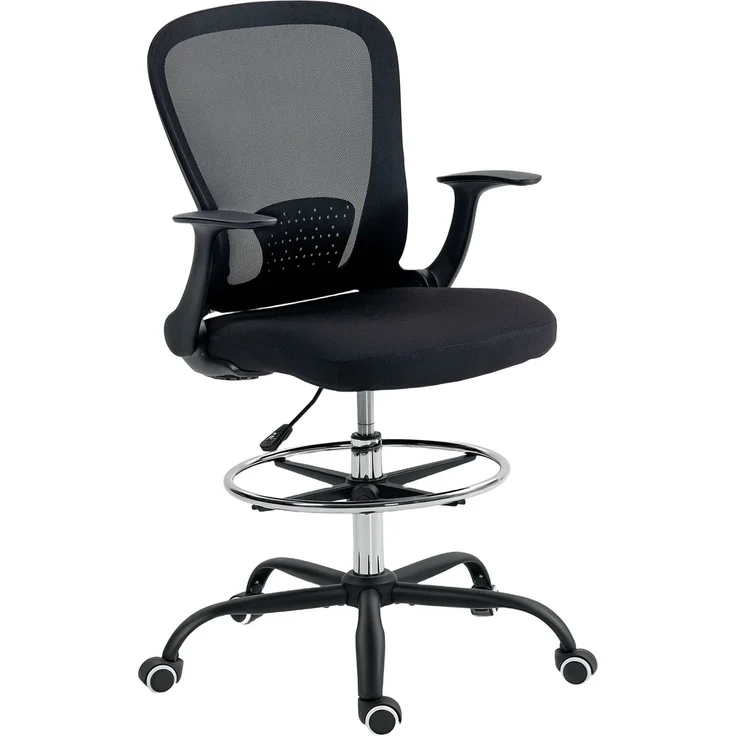 MELAYR, Bürostuhl Höhenverstellbar Schreibtischstuhl mit verstellbarer Fußring, 62 x 59 x 119 cm, Schwarz – Bild 1