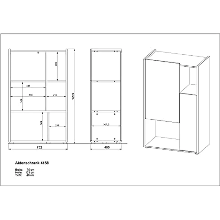 Germania Aktenschrank 4158-242 GW-Indianapolis, in Navarra-Eiche-Nachbildung/Weiß, ideal für Home Office, 76 x 121 x 40 cm (BxHxT), 76x121x40 – Bild 3