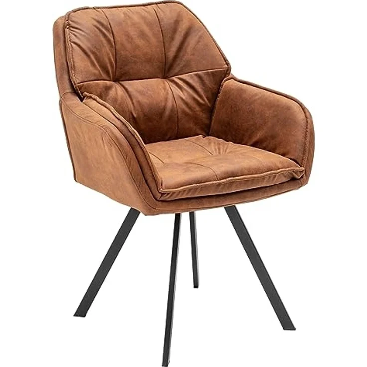 riess-ambiente Armlehnstuhl MR. LOUNGER hellbraun, Esszimmer · Microfaser · Metall · mit Armlehne · 180° drehbar · Retro – Bild 1