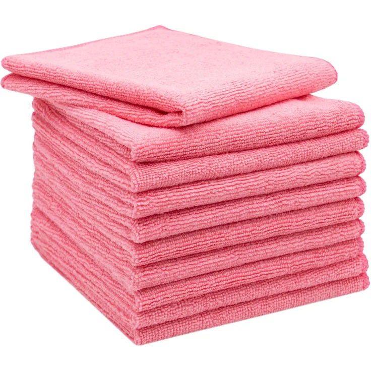 ZOLLNER 10er Set Mikrofasertücher für streifenfreien Glanz, saugstark, rosa – Bild 1
