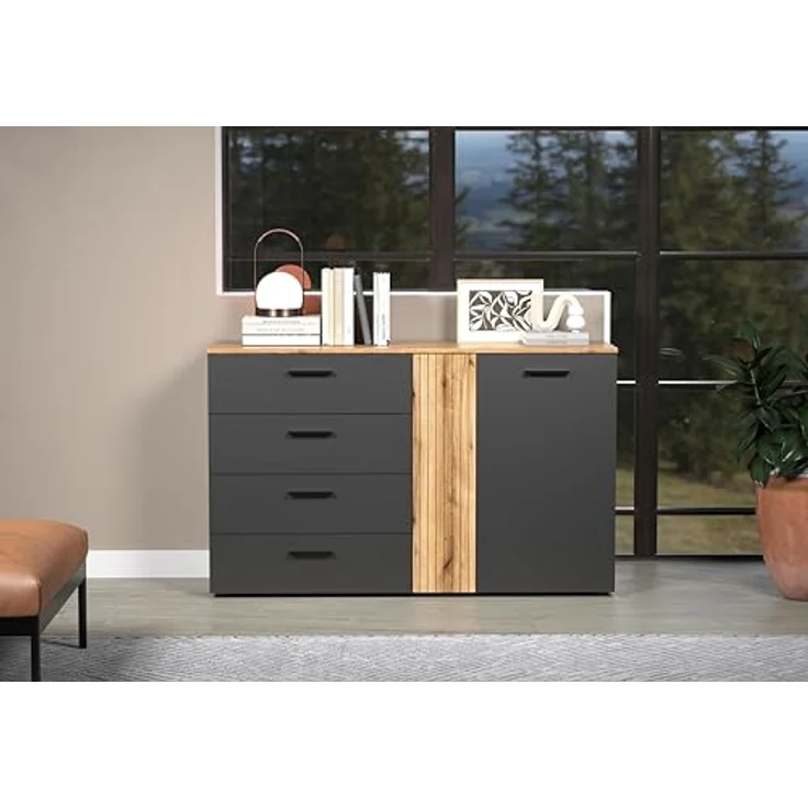 Sideboard Esteban in grau und Eiche Evoke 139 cm – Bild 6