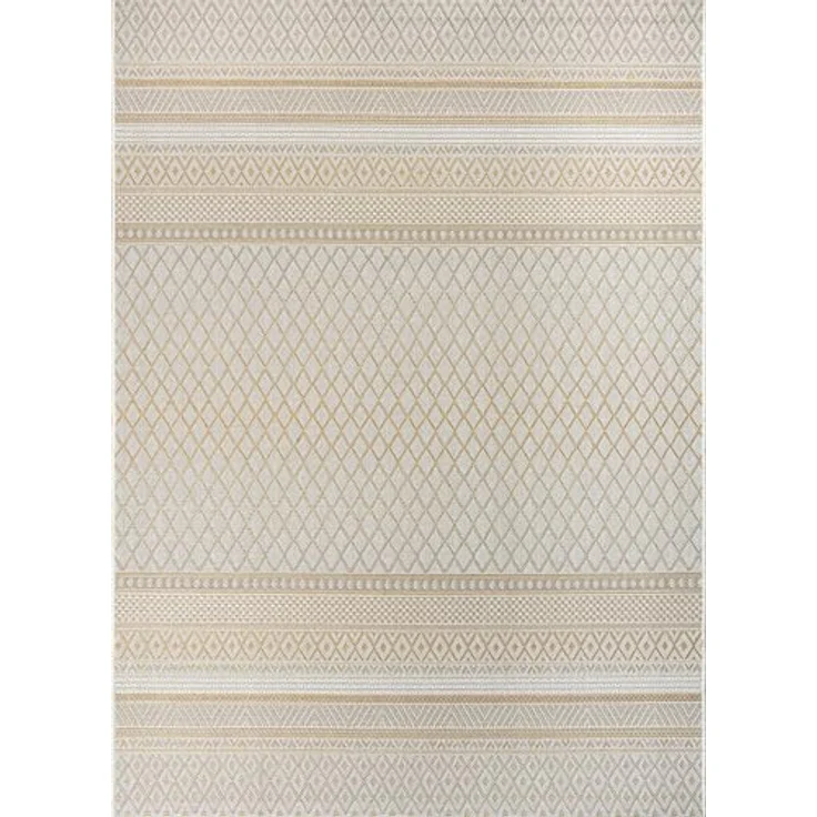 the carpet Calgary - robuster Outdoor Teppich, Flachgewebe, modernes Design, ideal für Küche und Esszimmer, Vintage-Optik, Boho-Style, auch für den Außenbereich, Beige Gelb, 200x280 cm – Bild 3