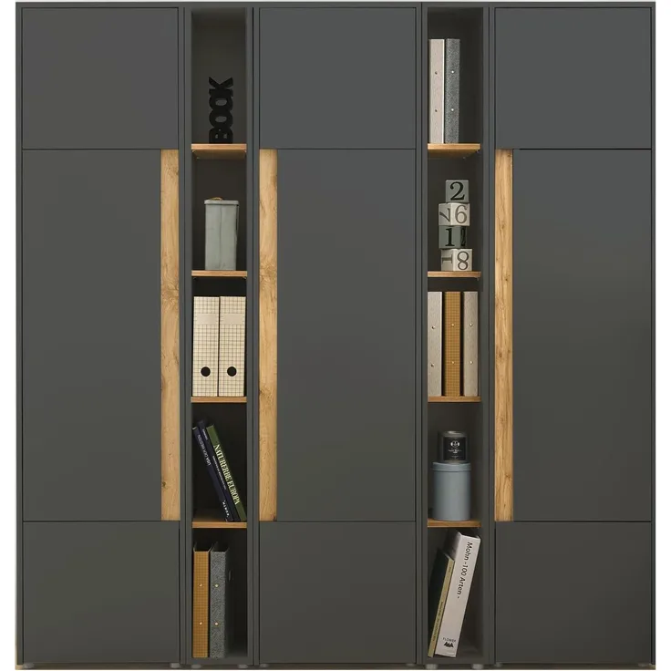 Aktenschrank Set "Center" in grau Wotan Eiche, 190x200 cm