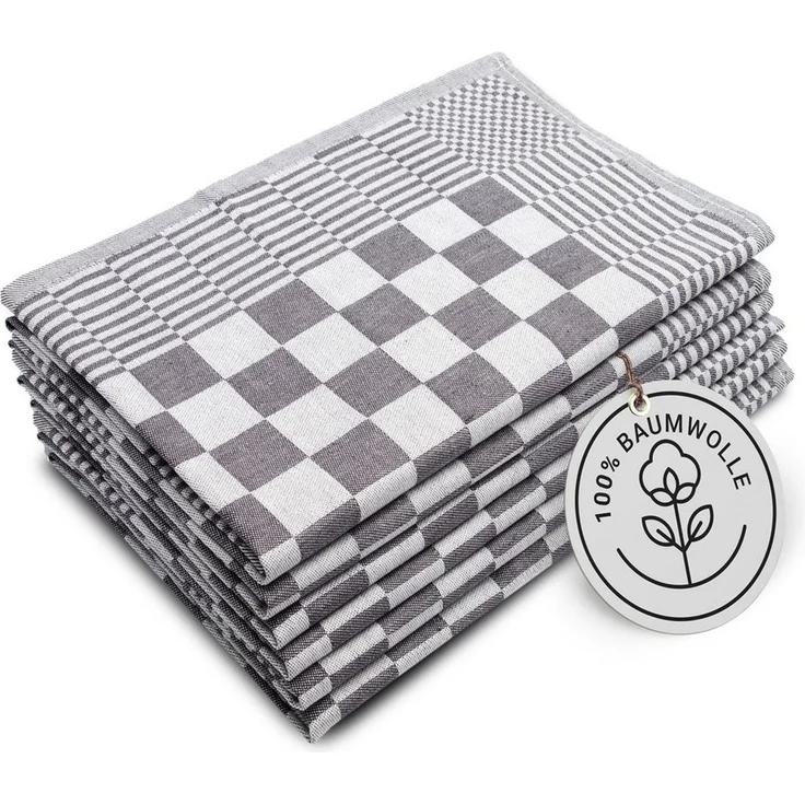 ZOLLNER Geschirrtuch, (Spar-Set, 6-tlg), 65 x 65 cm, 100% Baumwolle, vom Hotelwäschespezialisten – Bild 1